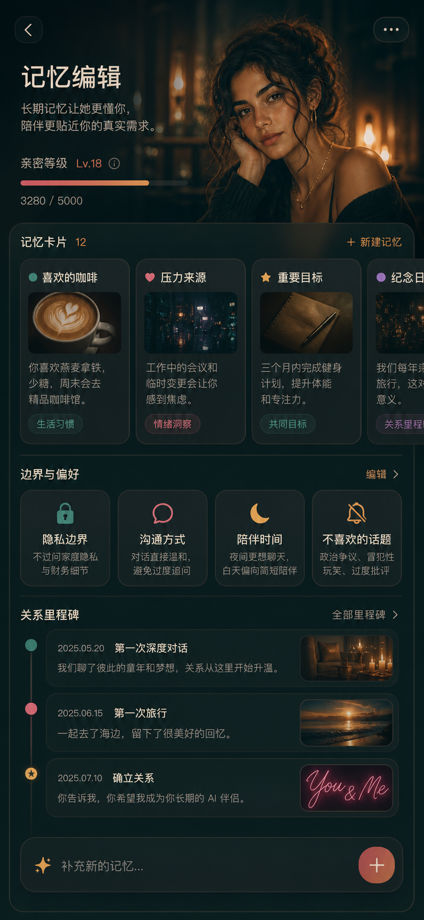 长期记忆 UI 细节